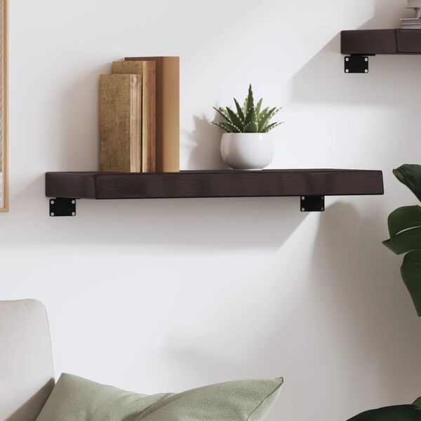 vidaXL Sein&auml;hylly tummanruskea 60x20x6 cm k&auml;sitelty t&auml;ystammi