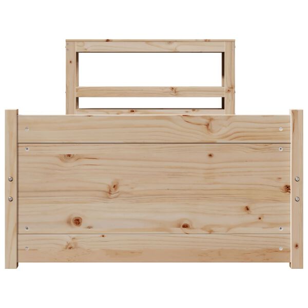 vidaXL Sängynrunko sängynpäädyllä 90x200 cm täysi mänty