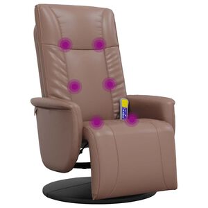 vidaXL Hierova nojatuoli jalkatuella ruskea keinonahka