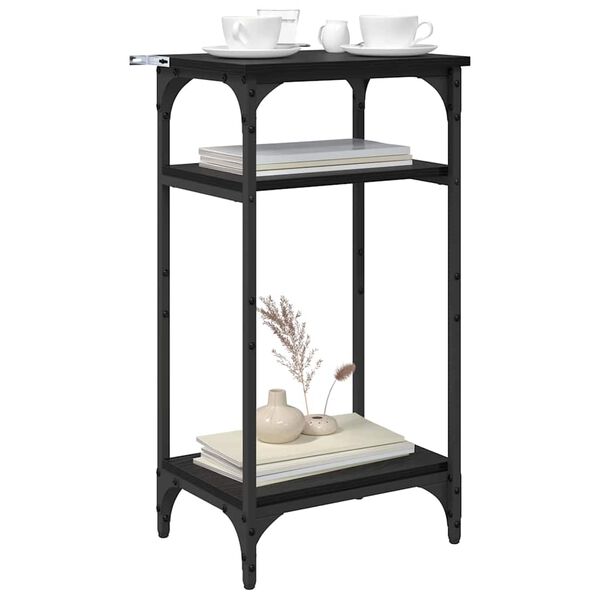 vidaXL Sivup&ouml;yt&auml; hyllyll&auml; Musta tammi. 40 x 30 x 75 cm Tekninen puu