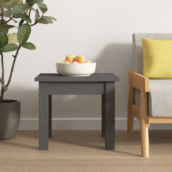 vidaXL Sohvapöytä harmaa 35x35x30 cm täysi mänty