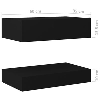 vidaXL Yöpöytä musta 60x35 cm lastulevy