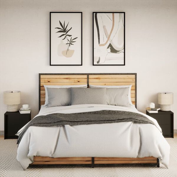 vidaXL Y&ouml;p&ouml;yt&auml; LED-valoilla 2 kpl musta tekninen puu