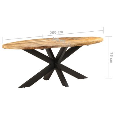 vidaXL Ruokapöytä ovaali 200x100x75 cm karkea mangopuu