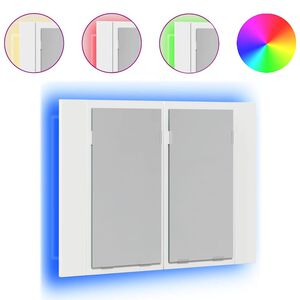 vidaXL Kylpyhuoneen LED peilikaappi valkoinen 60x12x45 cm akryyli
