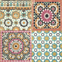 426251 DUTCH WALLCOVERINGS Wallpaper Moroccan Tiles Multicolour