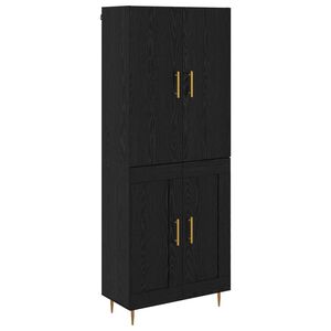 vidaXL Korkea kaappi Musta tammi. 69,5 x 34 x 180 cm Tekninen puu