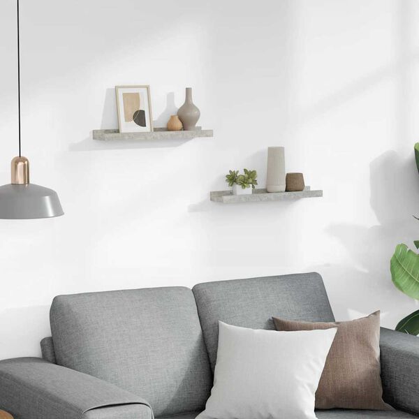 vidaXL Sein&auml;hyllyt 2 kpl betoninharmaa 40x9x3 cm