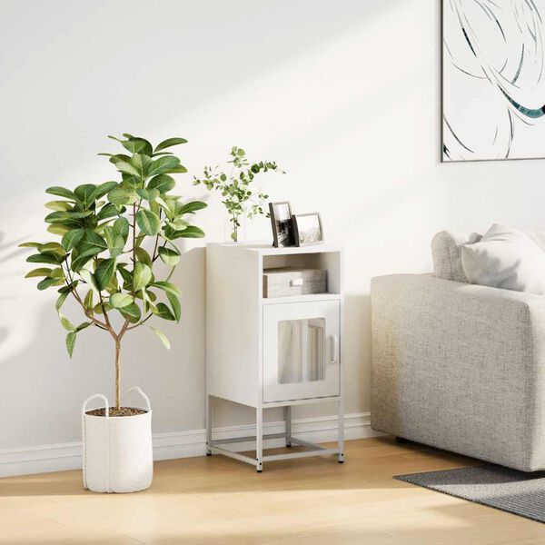 vidaXL y&ouml;p&ouml;yt&auml;kaappi Valkoinen 36x39x78 cm Kylm&auml;valssattu ter&auml;s