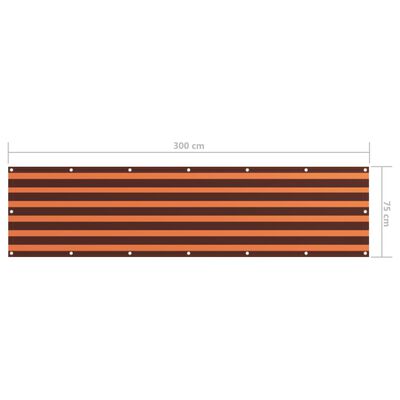 vidaXL Parvekkeen suoja oranssi ja ruskea 75x300 cm Oxford kangas