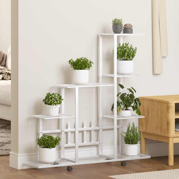 vidaXL Kukkateline py&ouml;rill&auml; 94,5x25x92,5 cm valkoinen metalli