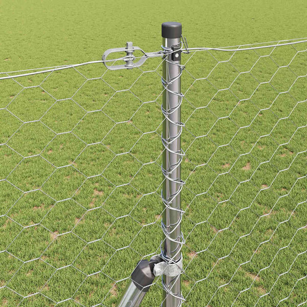 vidaXL Aita paalujen kanssa Hopea 1.6 x 100 m