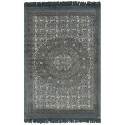 vidaXL Kilim matto puuvilla 160x230 cm harmaalla kuviolla