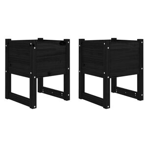 vidaXL Kukkalaatikot 2 kpl musta 40x40x52,5 cm t&auml;ysi m&auml;nty