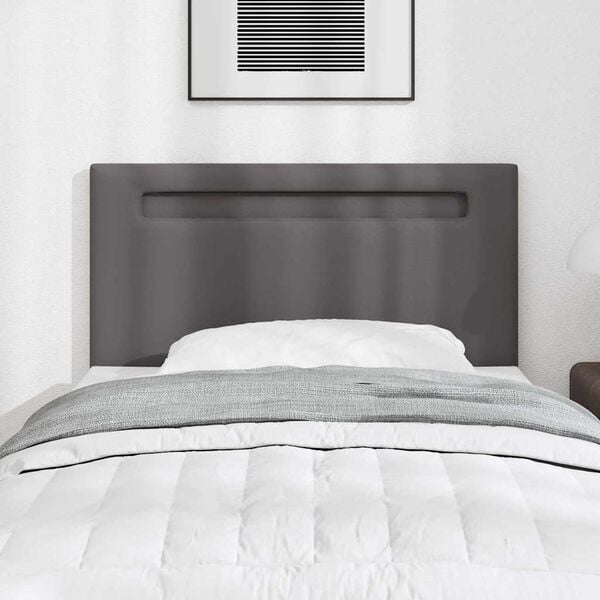 vidaXL LED-p&auml;&auml;ty Harmaa 100 cm Nahkavaatetus