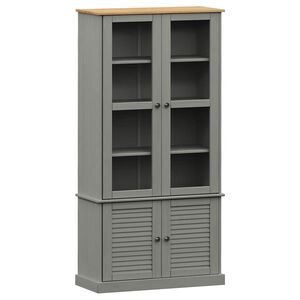 vidaXL Vitriinikaappi VIGO harmaa 85x35x170 cm t&auml;ysi m&auml;nty