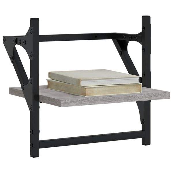 vidaXL Sein&auml;hyllyt tangoilla 2 kpl harmaa Sonoma 30x25x30 cm