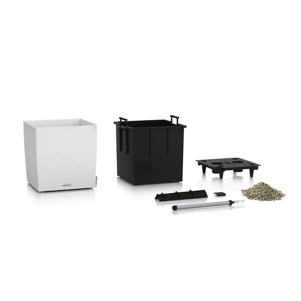 LECHUZA Kukkalaatikko CUBE Cottage 40 ALL-IN-ONE valkoinen