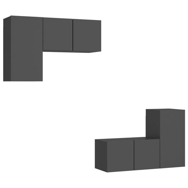 vidaXL 4-osainen TV-kaappisarja harmaa lastulevy