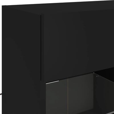 vidaXL TV-seinäkaappi LED-valoilla musta 78,5x30x60,5 cm
