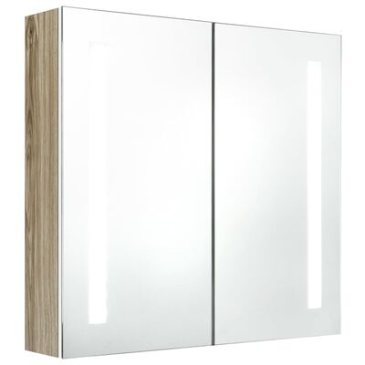 vidaXL LED kylpyhuoneen peilikaappi valkoinen ja tammi 62x14x60 cm