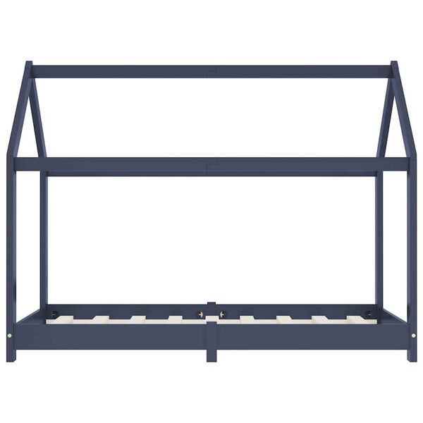 vidaXL Lasten sängynrunko harmaa täysi mänty 70x140 cm