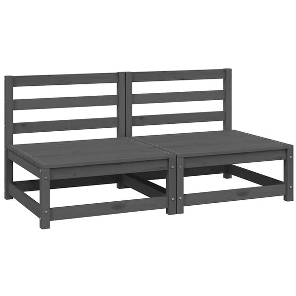 vidaXL Puutarhan keskisohvat 2 kpl harmaa t&auml;ysi m&auml;nty