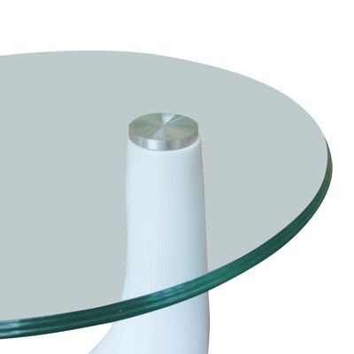 vidaXL Sohvapöytä pyöreä lasinen pöytälevy Korkeakiilto valkoinen