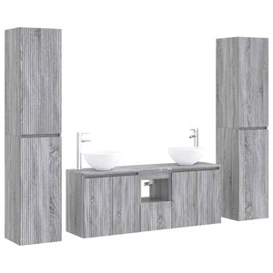 vidaXL Kylpyhuonekalustesetti 5 kpl Harmaa Sonoma 33 x 34,5 x 160 cm
