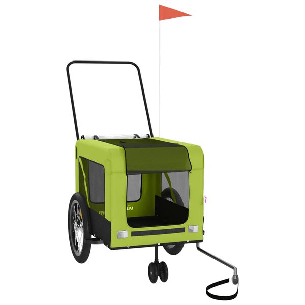vidaXL Lemmikinkuljetuskärry polkupyörään vihreä/musta kangas ja rauta