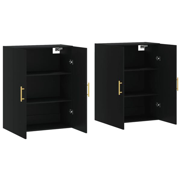 vidaXL Sein&auml;kiinnitett&auml;v&auml;t kaapit 2 kpl musta 69,5x34x90 cm