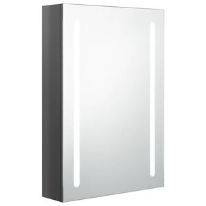 vidaXL LED kylpyhuoneen peilikaappi kiilt&auml;v&auml; harmaa 50x13x70 cm