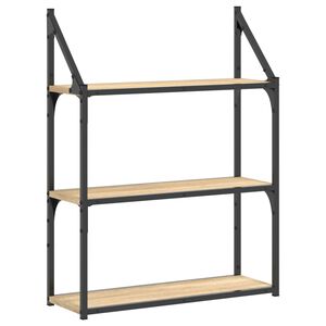vidaXL Sein&auml;hylly 3 kerrosta Sonoma-tammi 60x21x78,5 cm tekninen puu