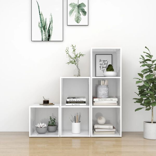 vidaXL 3-osainen TV-kaappisarja korkeakiilto valkoinen lastulevy