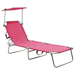 vidaXL Kokoontaitettava aurinkotuoli katoksella ter&auml;s magenta pinkki