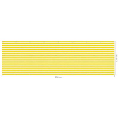 vidaXL Parvekkeen suoja keltainen ja valkoinen 120x400 cm HDPE