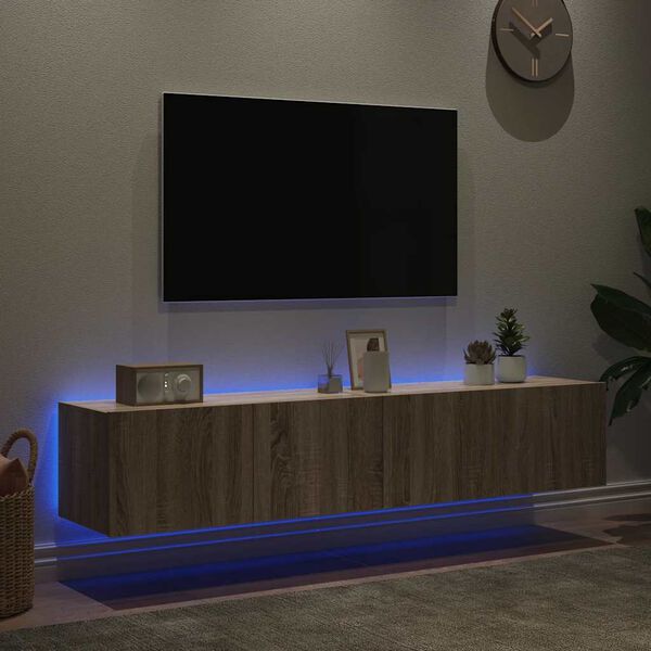 vidaXL TV-sein&auml;kaapit LED-valoilla 2 kpl Sonoma-tammi 80x35x31 cm