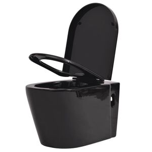 vidaXL Sein&auml;kiinnitett&auml;v&auml; WC Keraaminen Musta