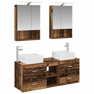 vidaXL Kylpyhuonekalustesetti 5 pcs Vanha puu Tekninen puu ja lasi