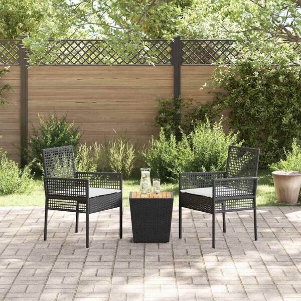 vidaXL Puutarhan Bistro Set 3 pcs Musta polyrottinki