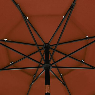 vidaXL 3-tasoinen aurinkovarjo alumiinitanko terrakotta 3,5 m