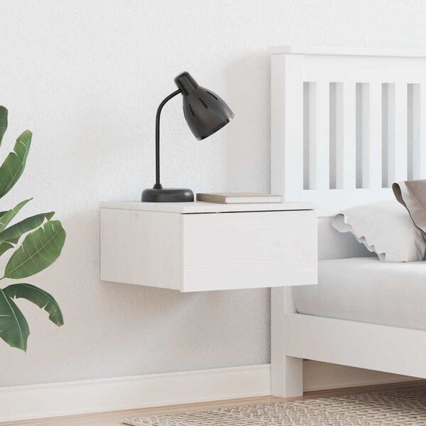 vidaXL Yöpöytä laatikon kanssa Valkoinen 37 x 35 x 18,5 cm Täysi mänty