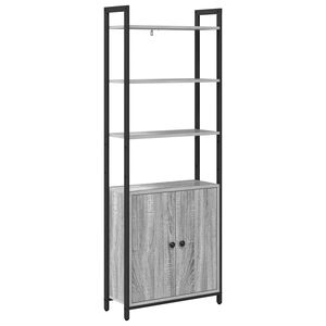 vidaXL Kirjahylly 6 tasoa 60 x 24 x 161 cm Tekninen puu Harmaa Sonoma