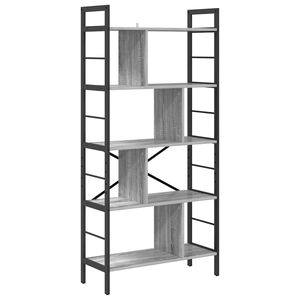 vidaXL Kirjahylly 9 tasoa 75 x 30 x 156 cm Tekninen puu Harmaa Sonoma