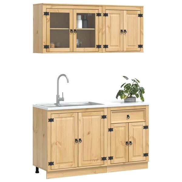 vidaXL Kaappi hyllyll&auml; s&auml;ilytystilassa 4 pcs Hunaja Massiivinen m&auml;nty