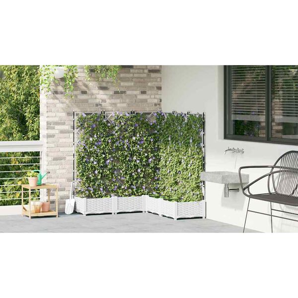 vidaXL Puutarha ruukku 5 pcs Valkoinen 120 x 120 x 125,5 cm Muovi