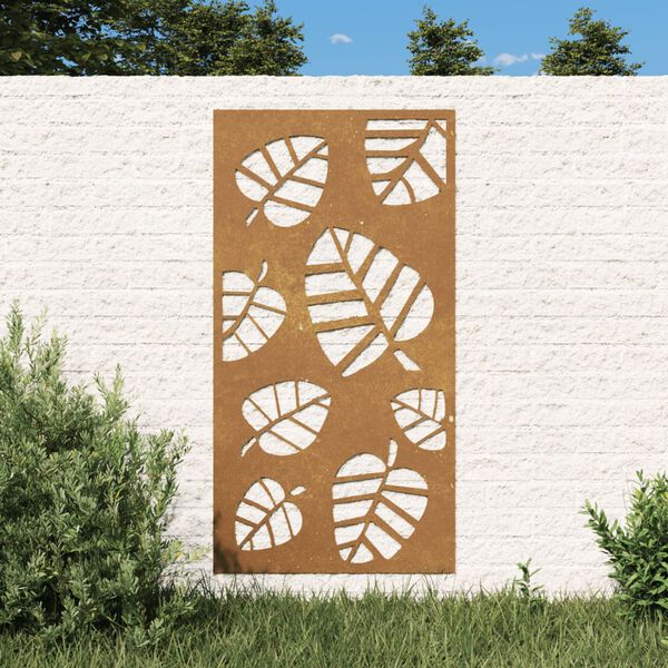 vidaXL Puutarhasein&auml;koriste 105x55 cm corten ter&auml;s lehtikuvio