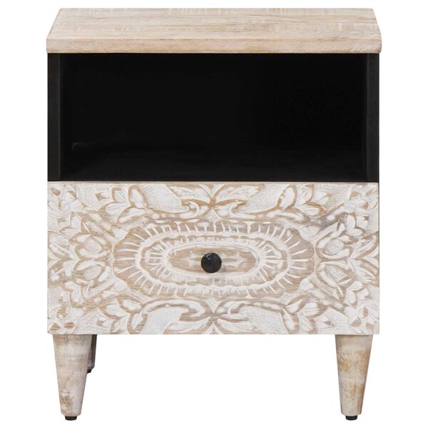 vidaXL S&auml;nkykaappi Valkoinen 40 x 33 x 46 cm Kiinte&auml; mango puu