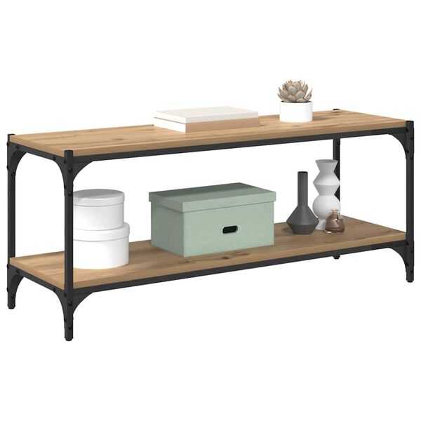 vidaXL TV-kaappi Artisan tammi 100x33x41cm Hienosahattu puu ja rauta