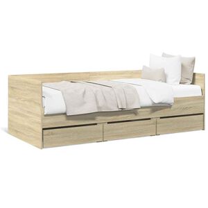 vidaXL Vuodesohva laatikoilla ei patjaa Sonoma-tammi 100x200 cm
